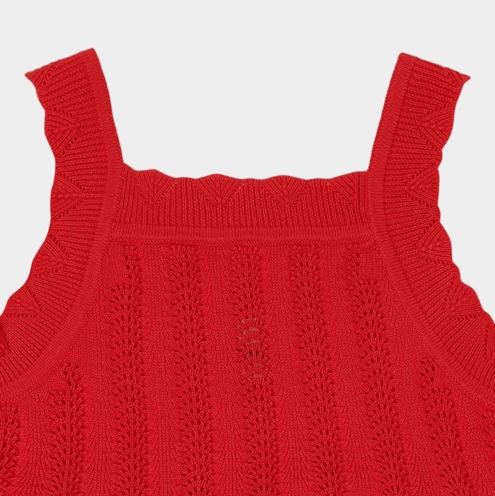 FUB 鏤空褶襉吊帶洋裝 Summer Dress - red