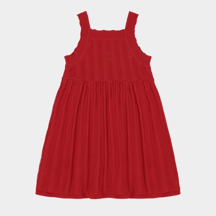 FUB 鏤空褶襉吊帶洋裝 Summer Dress - red