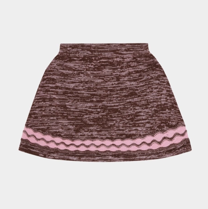 FUB 滾邊A字裙 Skirt - candy/maroon melange