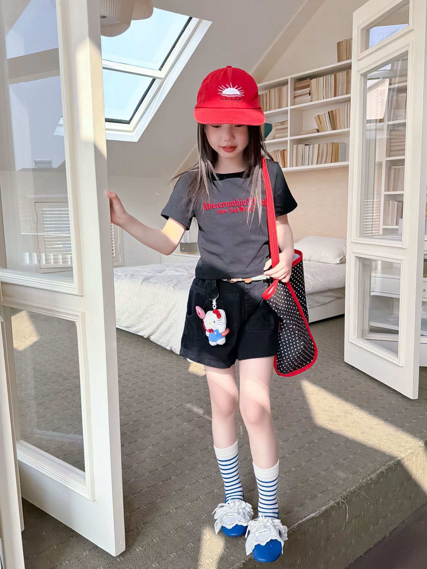 甜酷風斜紋黑色短褲