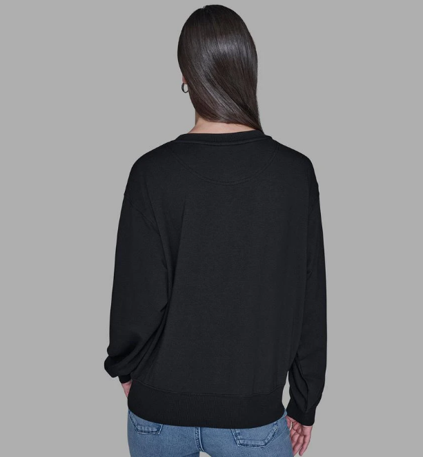 [S] KARL LAGERFELD BLACK TWEED CHOUPETTE SWEATSHIRT, L5TH7A91-BLK (SKL1564)