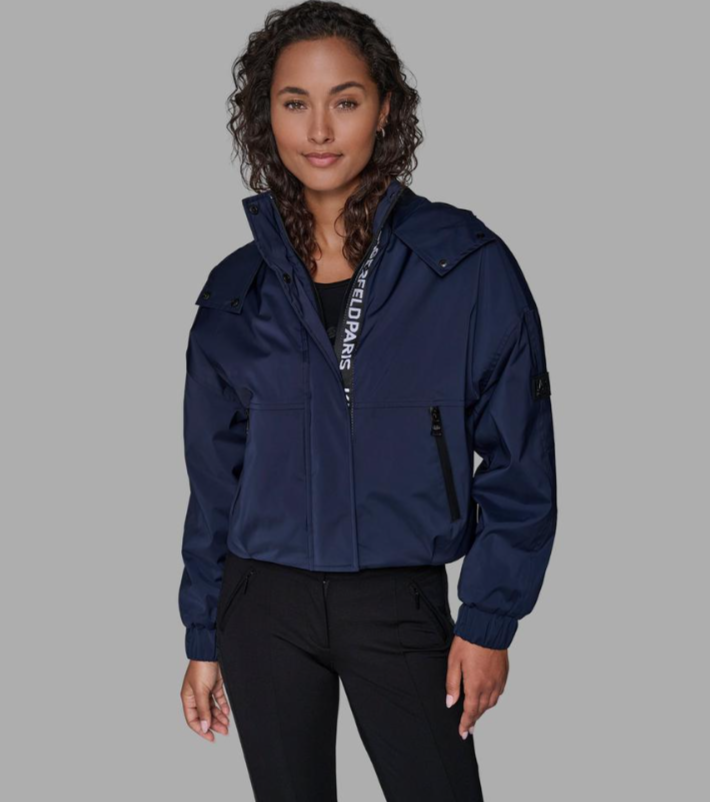 [S] KARL LAGERFELD NAVY CROPPED LOGO BOMBER, LWQMP606-NVY (SKL1553)