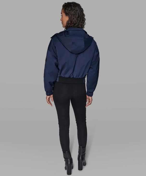 [S] KARL LAGERFELD NAVY CROPPED LOGO BOMBER, LWQMP606-NVY (SKL1553)