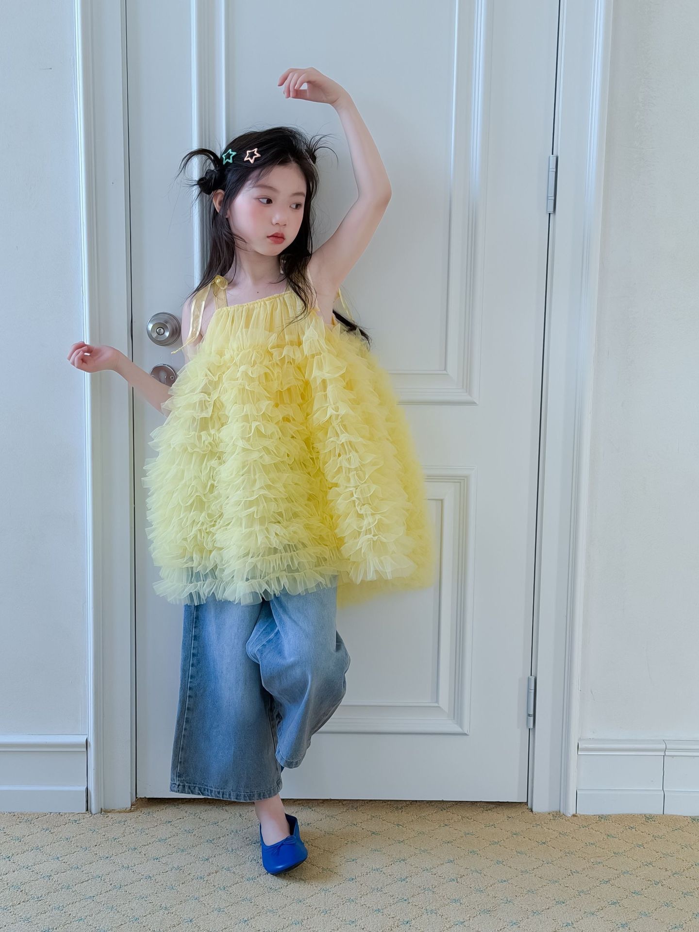 檸檬泡泡紗裙/牛仔褲