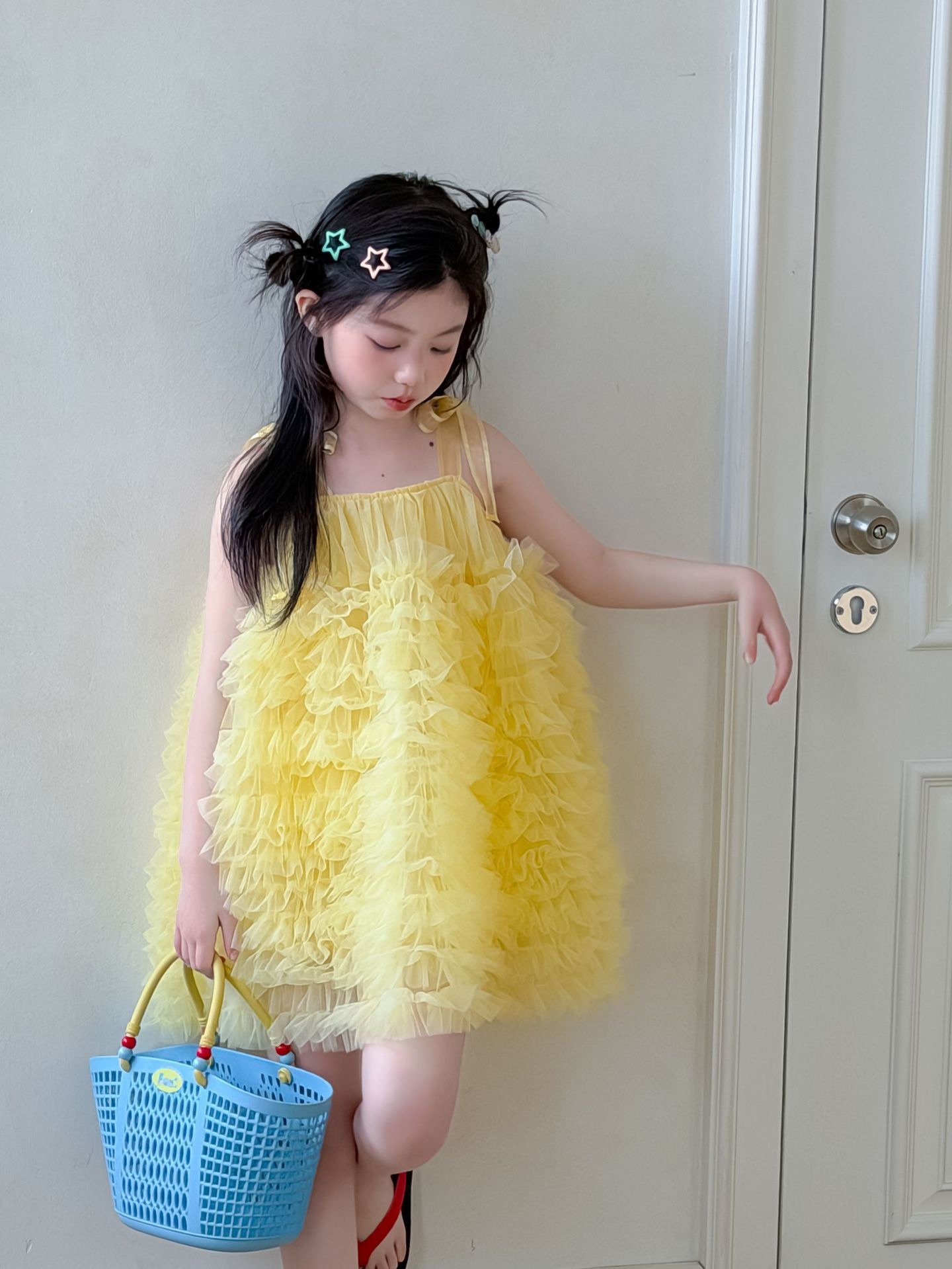 檸檬泡泡紗裙/牛仔褲