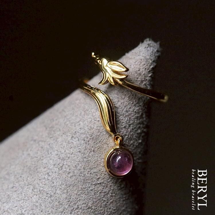 展翅高飛，天然薰衣草紫水晶鳳凰吉祥銀戒