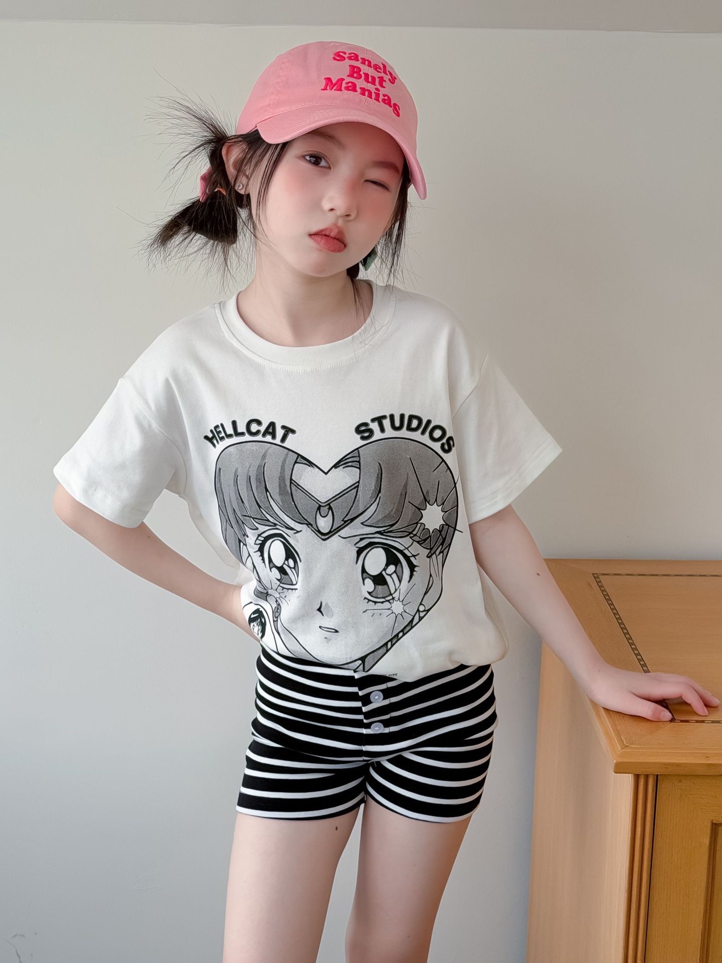 復古戰士上衣/條紋短褲