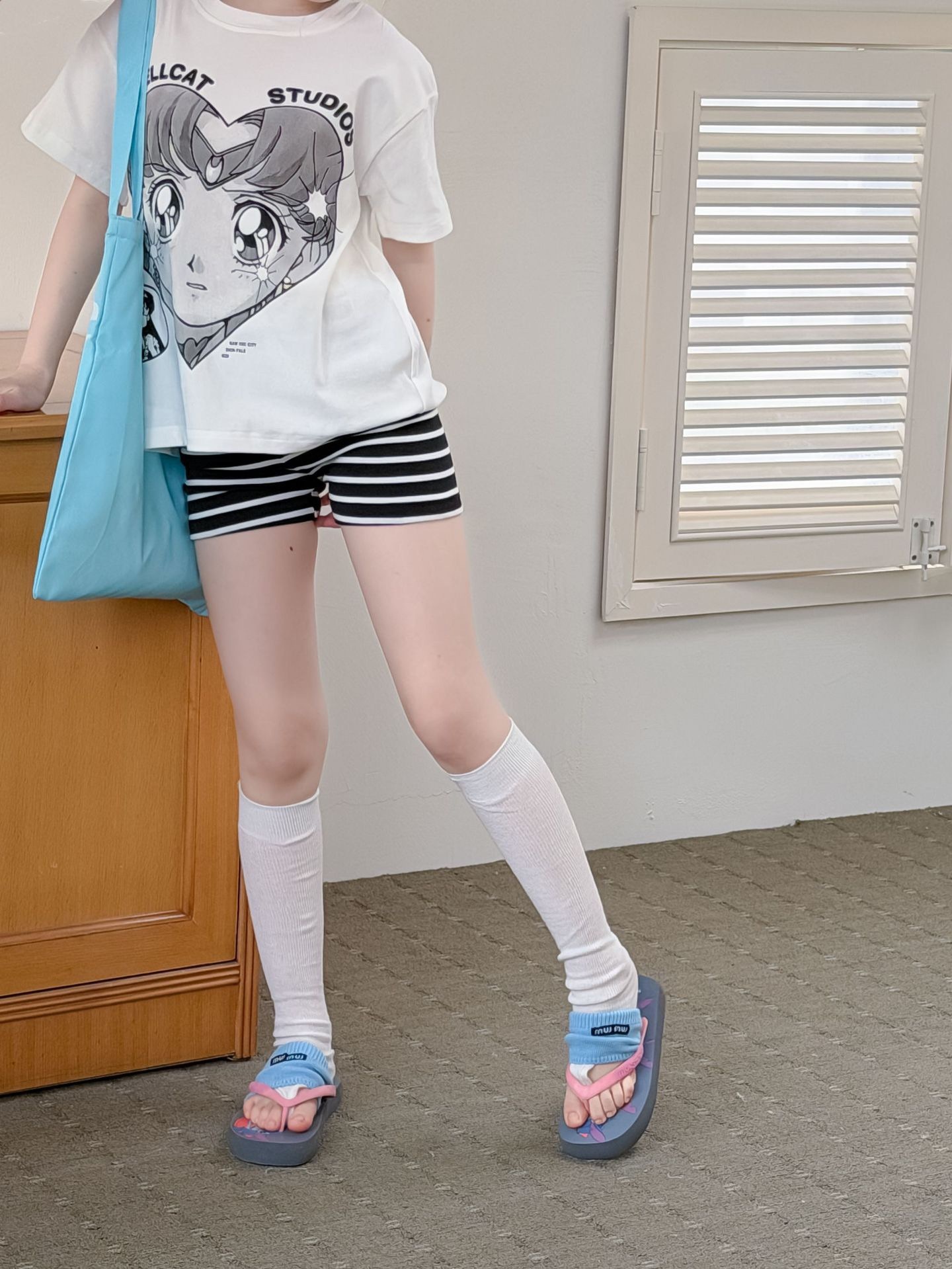 復古戰士上衣/條紋短褲