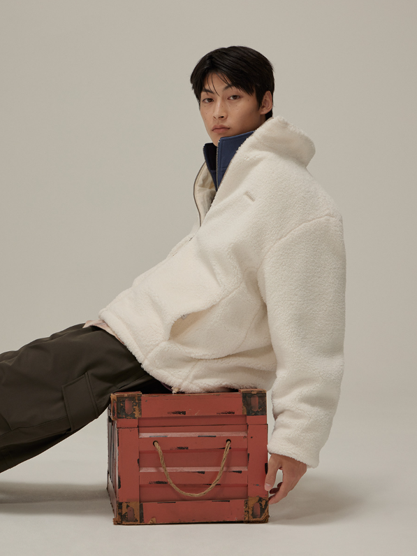 【預購】Covernat K031142 奶油白羊羔絨外套