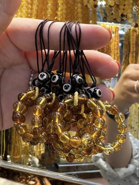 墨西哥藍珀天珠掛飾