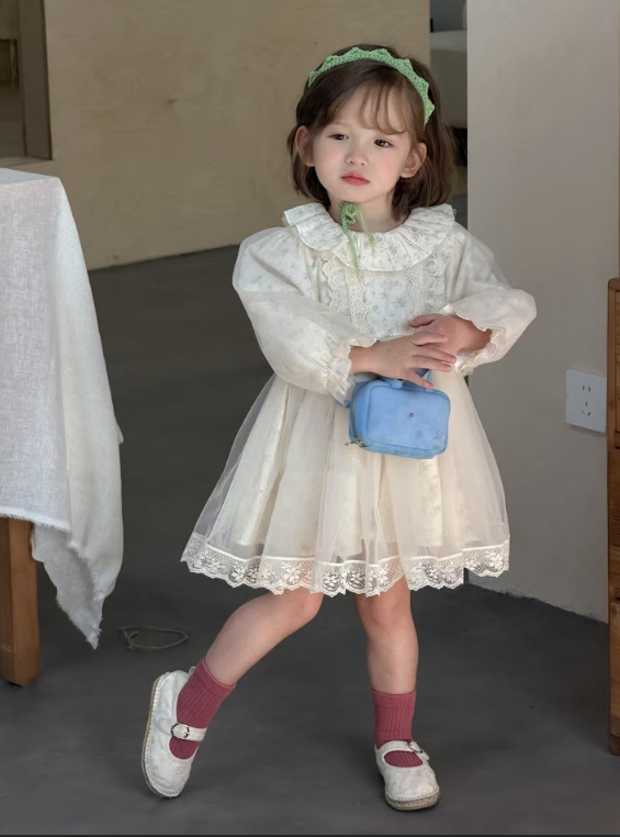 BYC03D008BE 夢幻藍碎花宮廷風層次紗裙