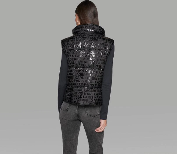 [S] KARL LAGERFELD BLACK/BLACK TONAL LOGO PUFFER VEST, L4ZT9402-BBL (SKL1464)