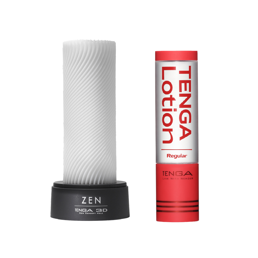 【官網限定】3D 幾何杯 [ZEN/禪砂紋] + TENGA LOTION套組