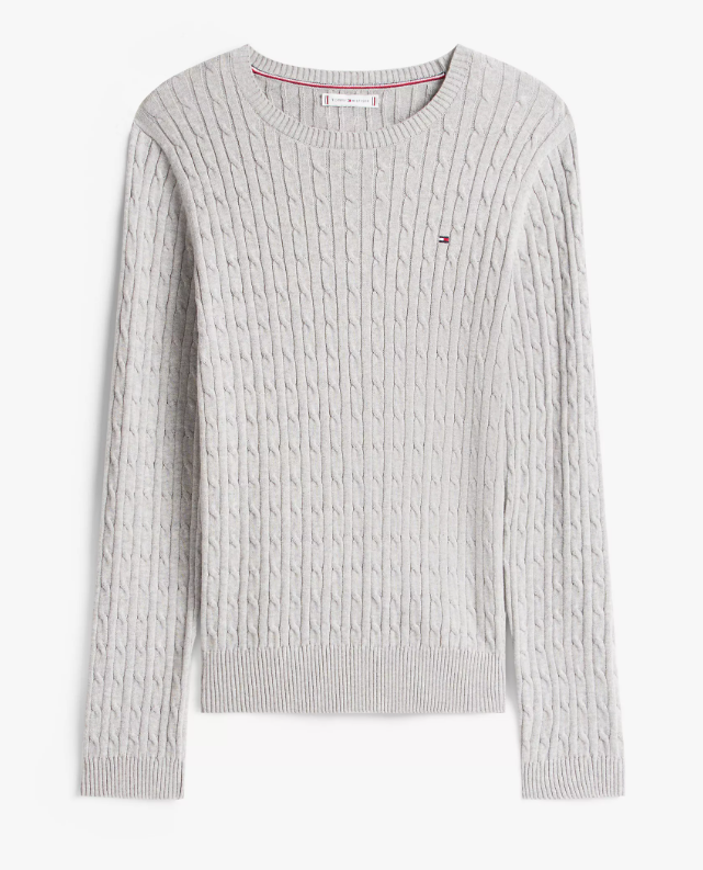 [S] TOMMY HILFIGER GREY CABLE KNIT SWEATER, XW07179-020 (STH1508)