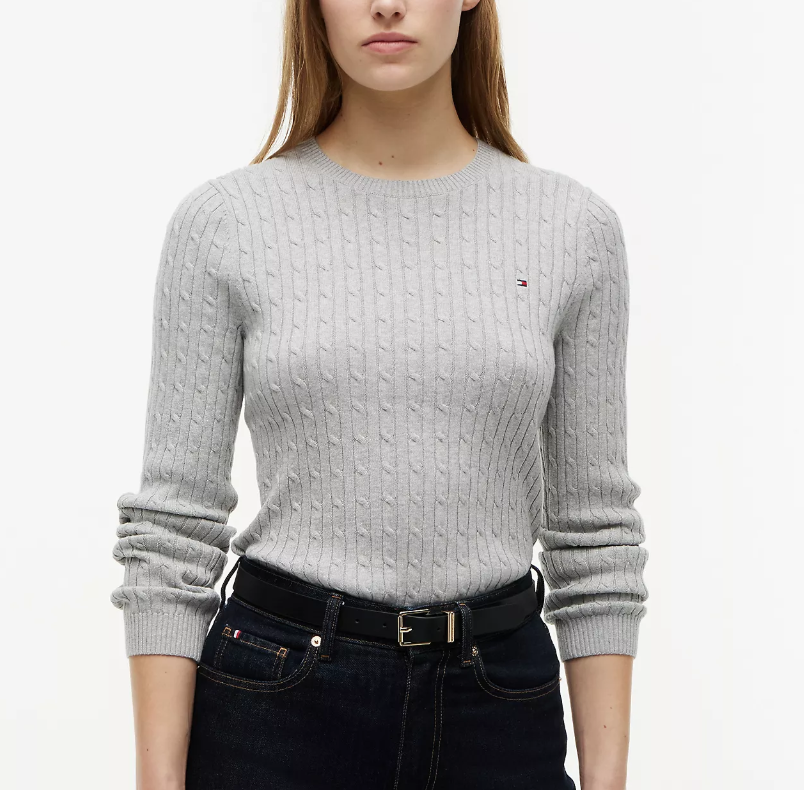 [S] TOMMY HILFIGER GREY CABLE KNIT SWEATER, XW07179-020 (STH1508)
