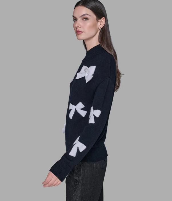 [S] KARL LAGERFELD BLACK 3D BOW SWEATER, L5ZSS721-BLK (SKL1422)