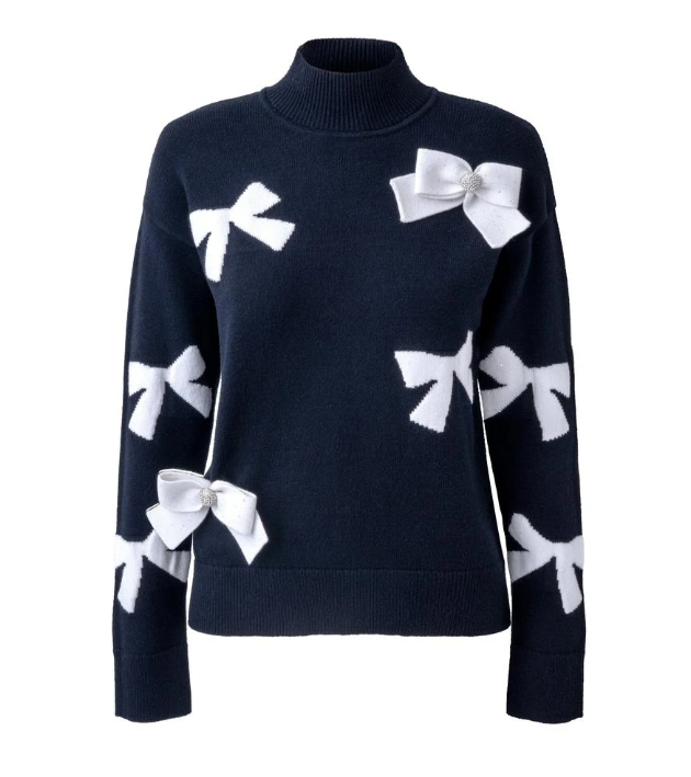 [S] KARL LAGERFELD BLACK 3D BOW SWEATER, L5ZSS721-BLK (SKL1422)