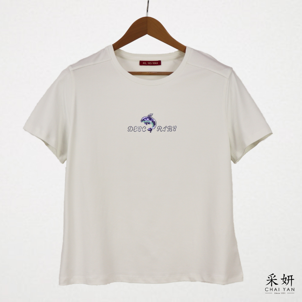 微寬海豚水鑽短袖上衣