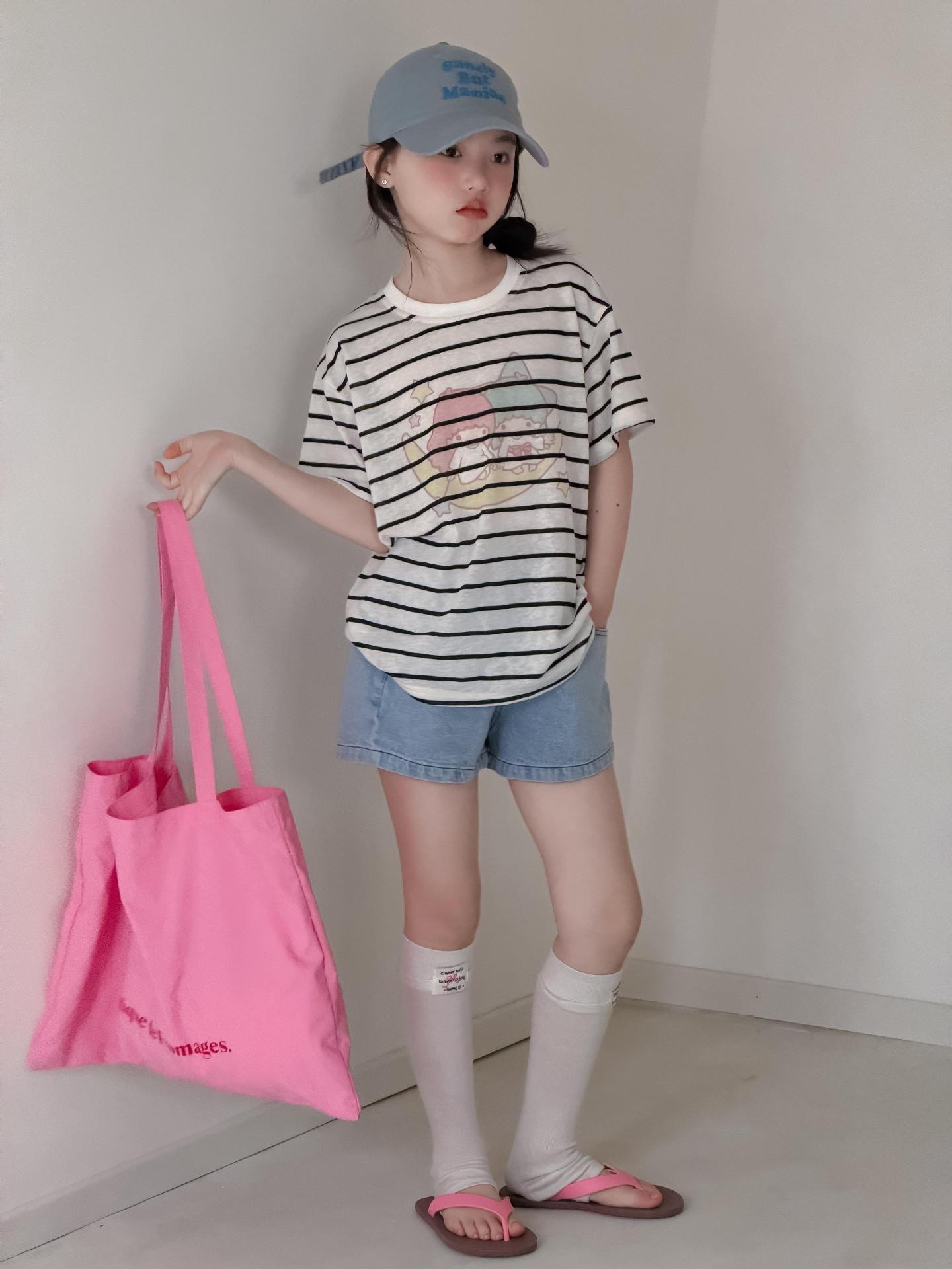 兩色條紋星星男孩女孩上衣