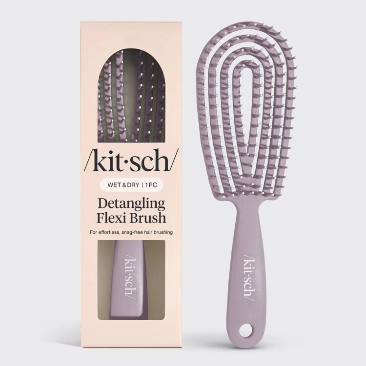 美國 Kitsch 人體工學手柄柔韌順髮梳 粉紫