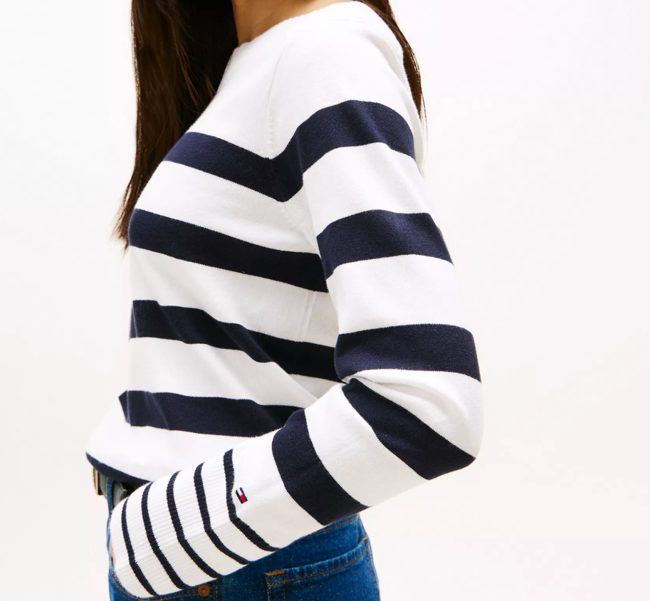 [S] TOMMY HILFIGER ECRU STRIPE BOATNECK SWEATER, XW04164-101 (STH1339)