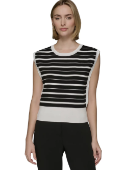[S] KARL LAGERFELD BLACK STRIPED SWEATER VEST, L5BSZ719-BLW (SKL1356)