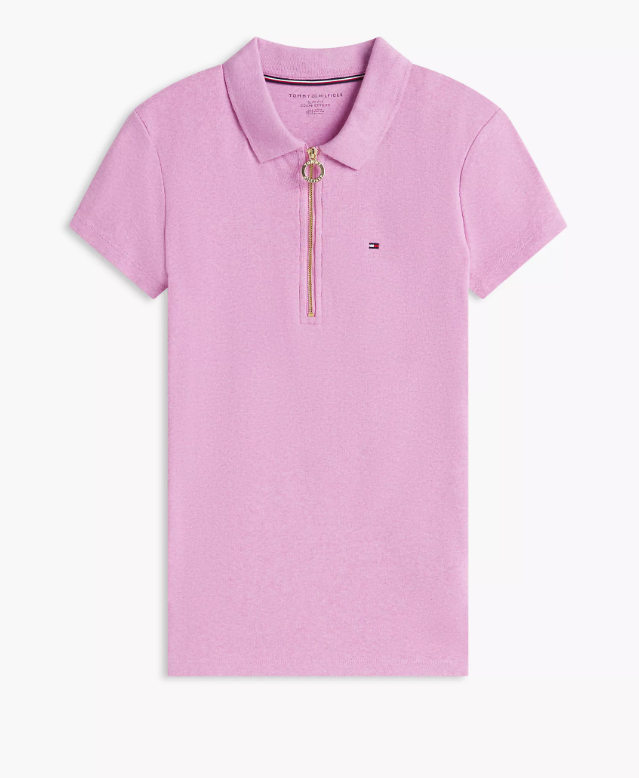 [S] TOMMY HILFIGER PURPLE SLIM FIT ZIP POLO, 76J1536-502 (STH1432)