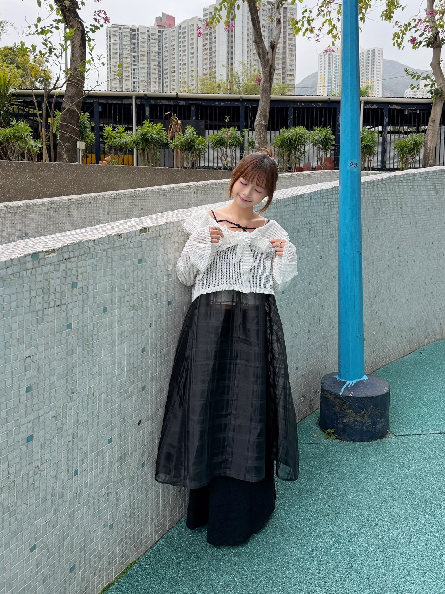 JP 透感格紋吊帶outer 兩色入