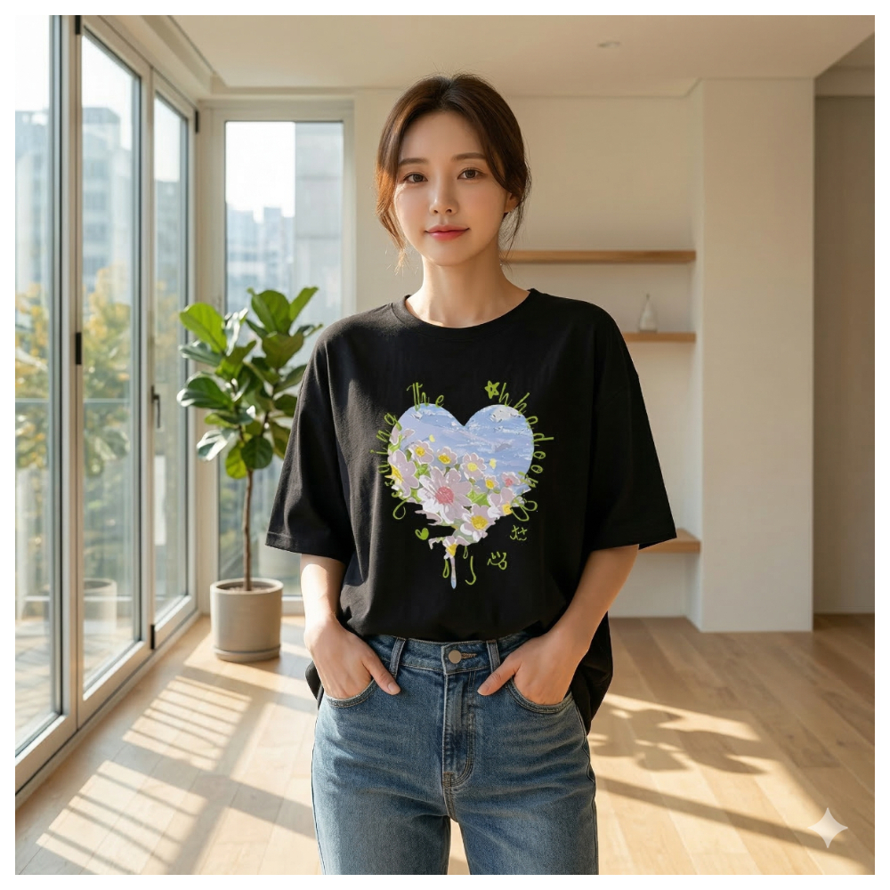 【ASister 小姊姊】AS0393#純棉上衣☆*花圈愛心*中長版短袖T恤(10色 S-3XL)