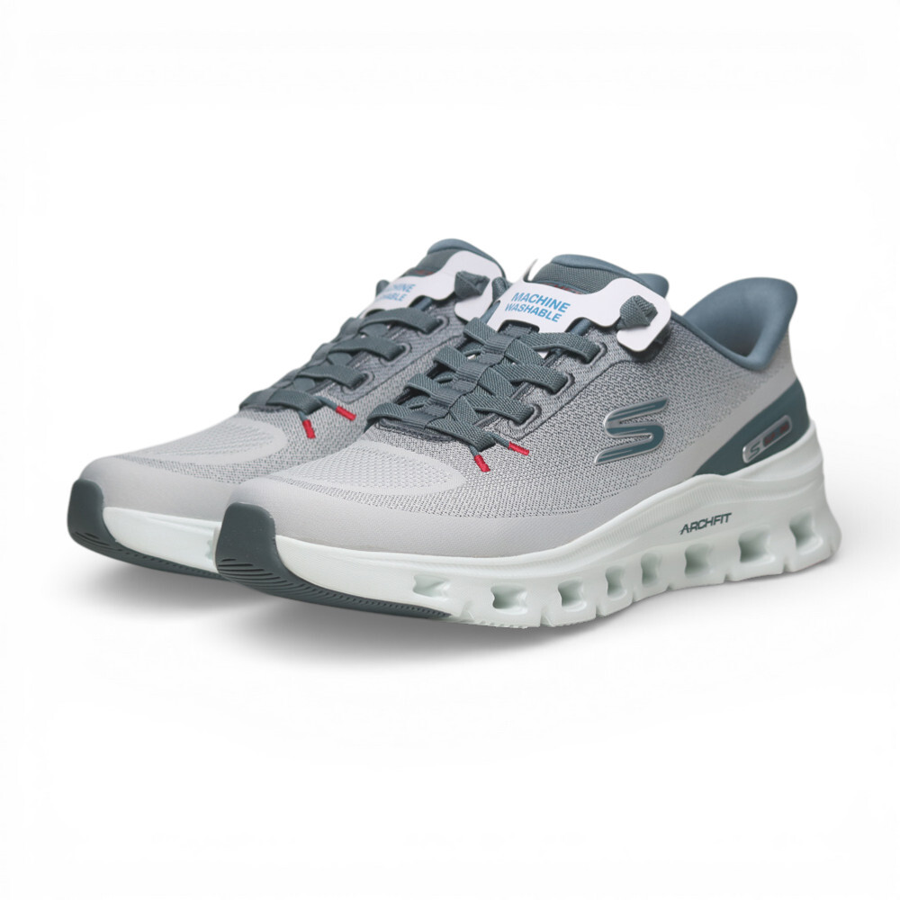 SKECHERS 休閒鞋 ARCH FIT 灰藍白 瞬穿 足弓 健走鞋 男 233110LGBL