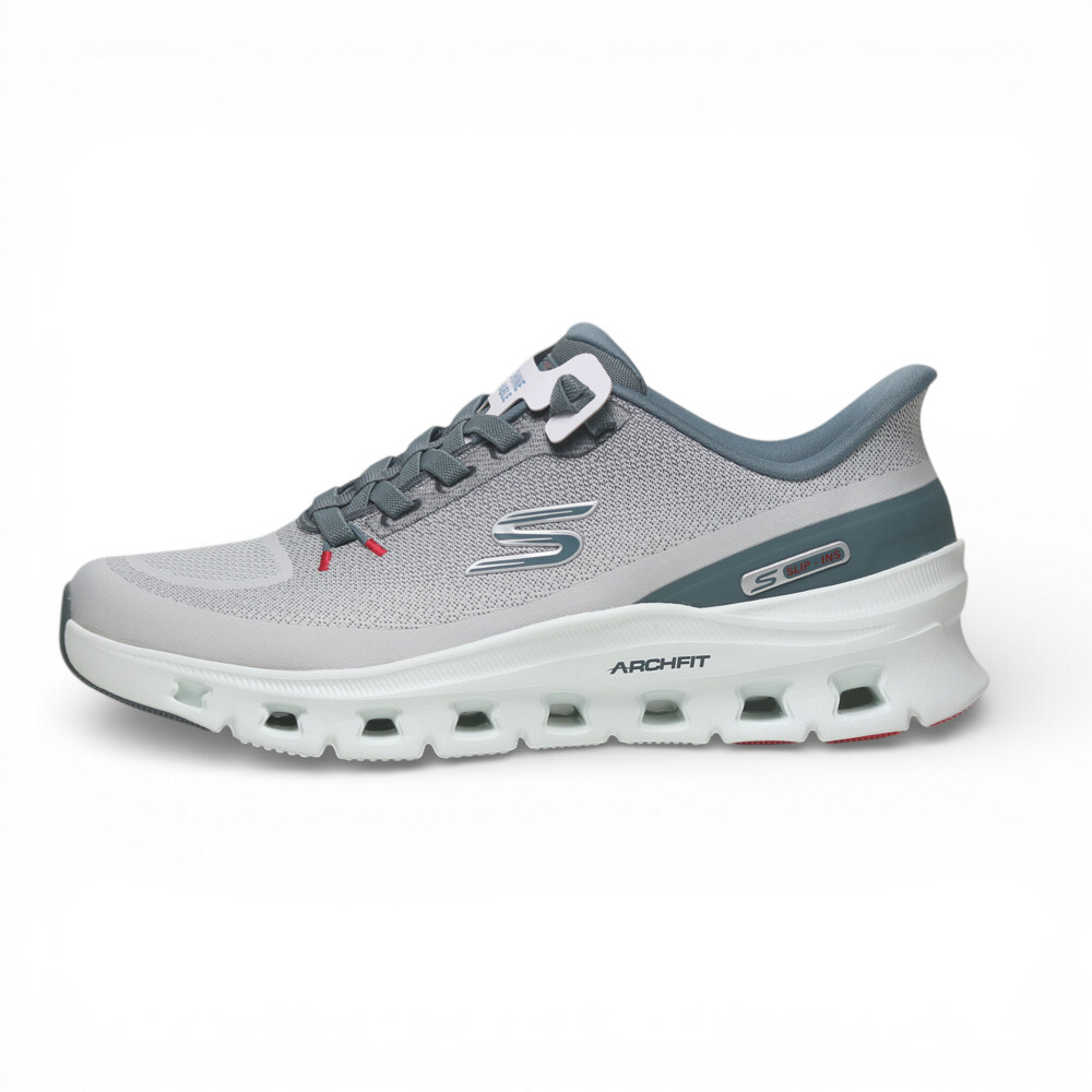 SKECHERS 休閒鞋 ARCH FIT 灰藍白 瞬穿 足弓 健走鞋 男 233110LGBL