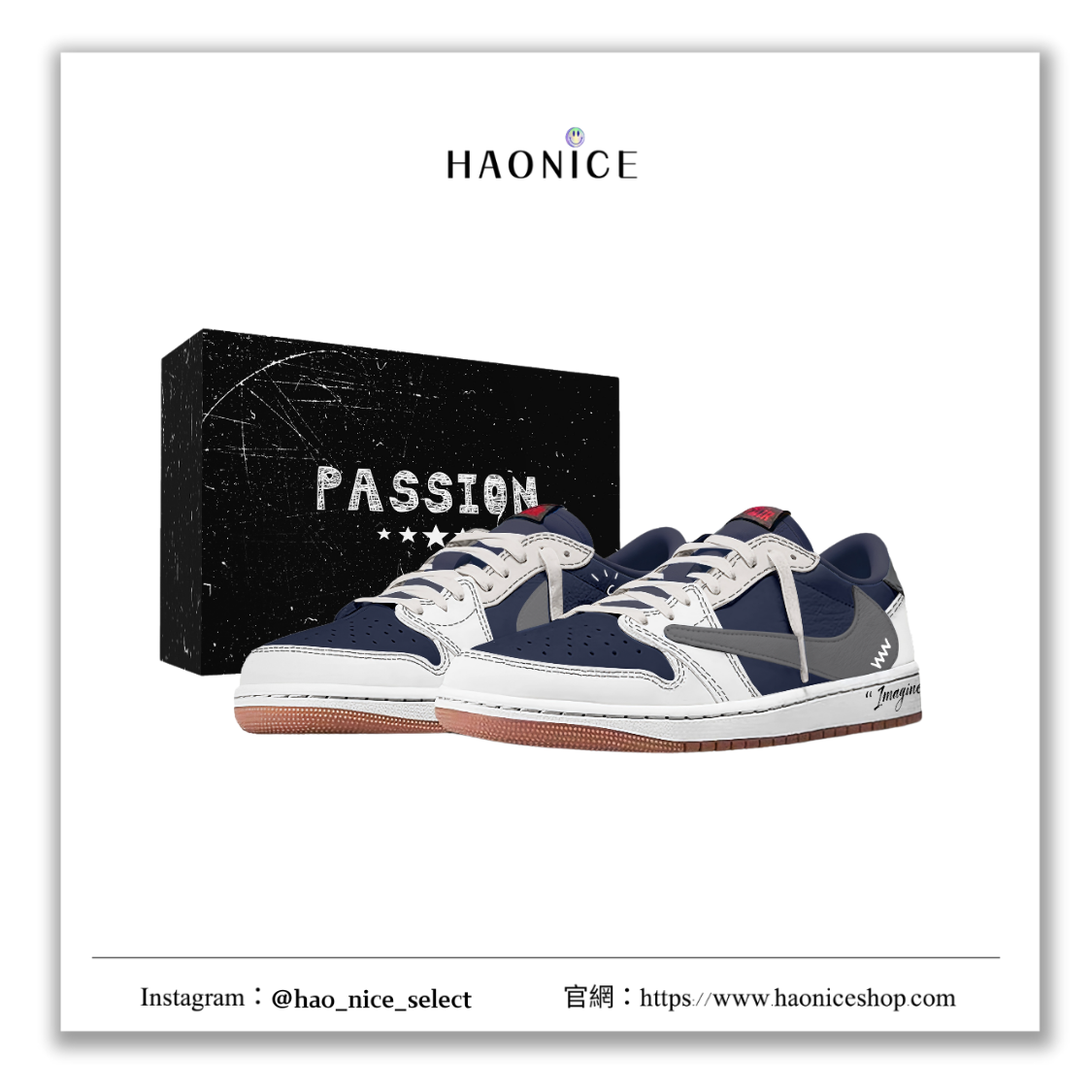 【HAO NICE】惡作劇訂製款🔥Air Jordan 1 x Travis Scott 憂鬱少年 深邃藍 倒勾 板鞋 休閒鞋