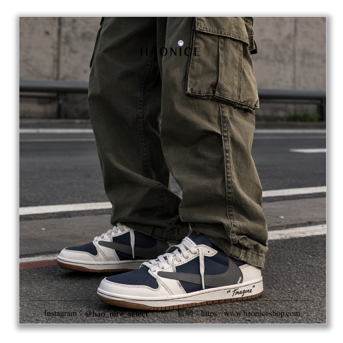 【HAO NICE】惡作劇訂製款🔥Air Jordan 1 x Travis Scott 憂鬱少年 深邃藍 倒勾 板鞋 休閒鞋