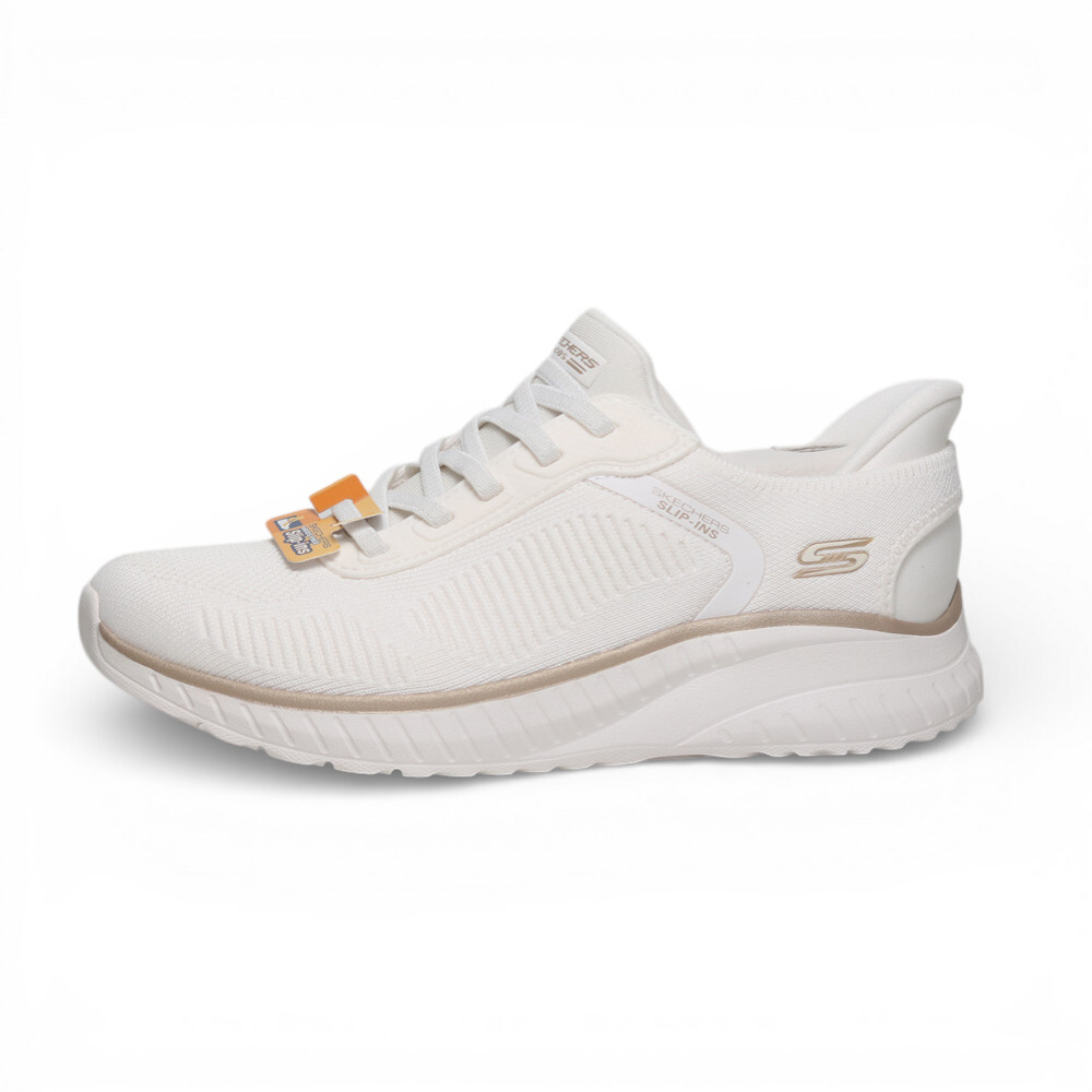 SKECHERS 休閒鞋 BOBS SQUAD CHAOS 白 寬楦 瞬穿 免鞋帶 健走鞋 女 117497WWTGD