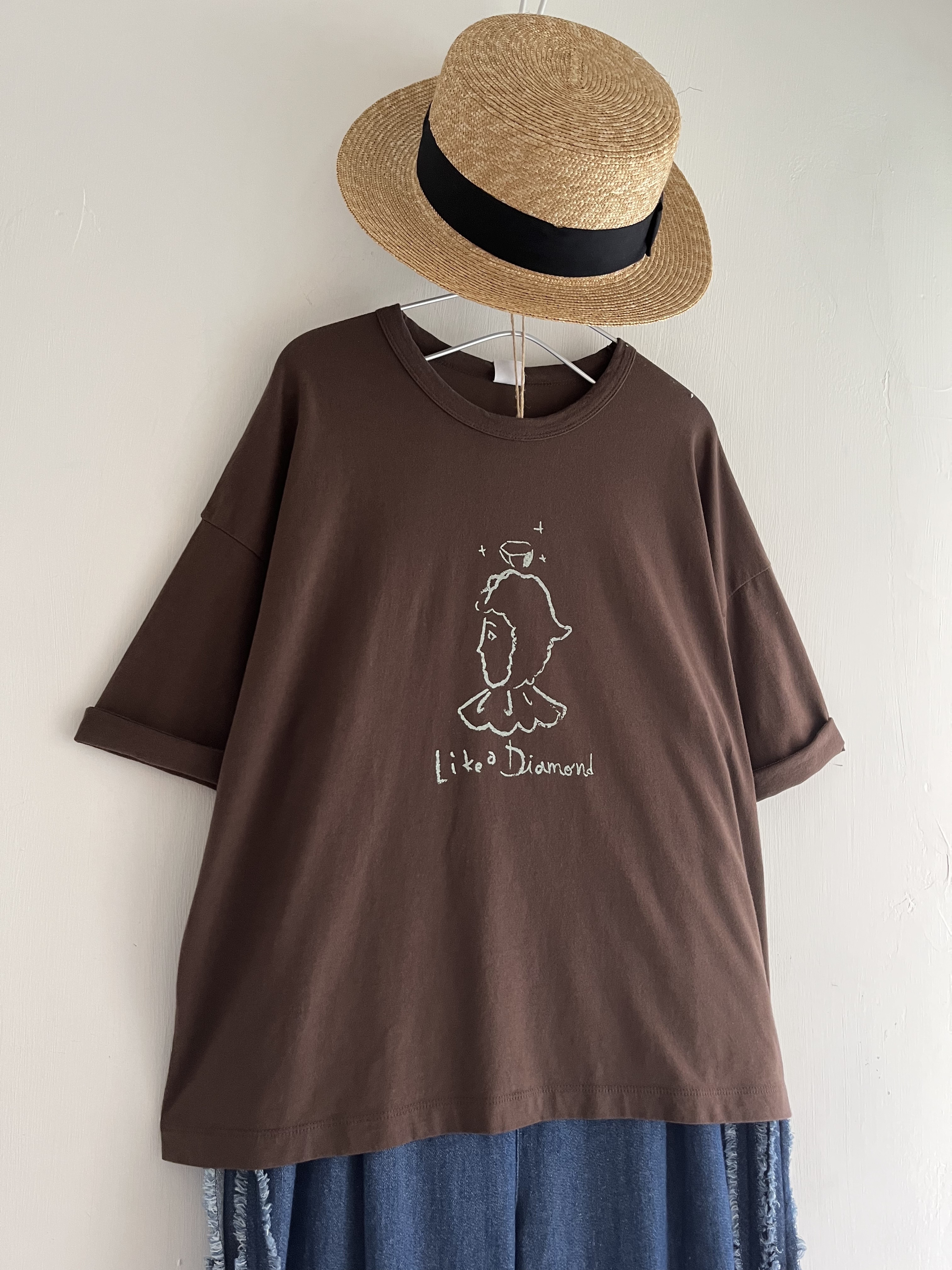 日本製LAITERIE啡色圓領tee