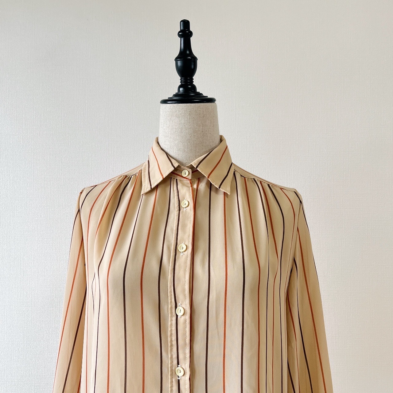 日本製杏色條紋透視上衣