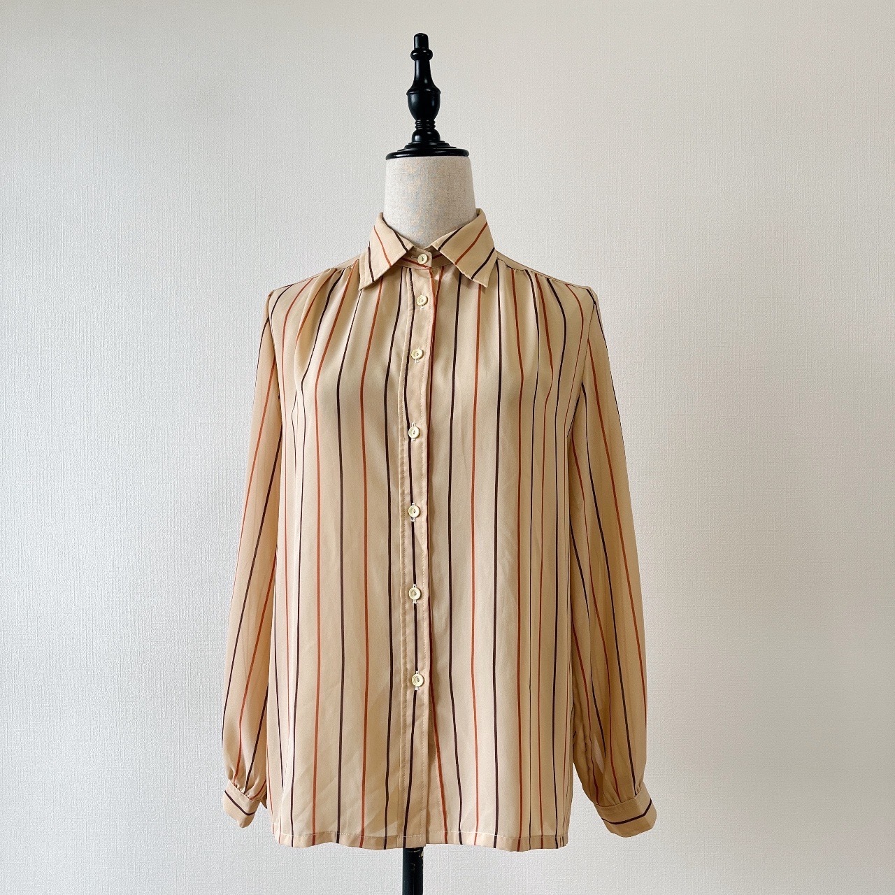 日本製杏色條紋透視上衣