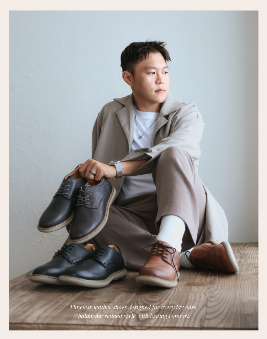 Sanly Joy 布萊恩紳士鞋 三色皮鞋展示 復古棕復古灰經典黑