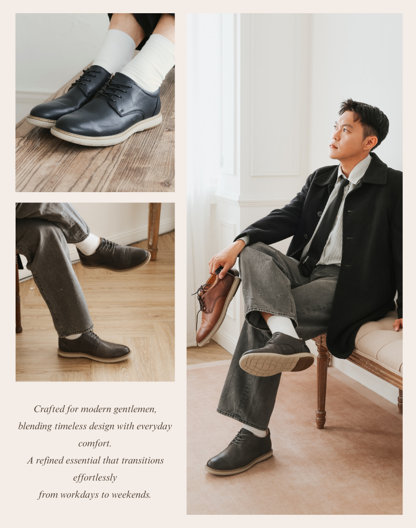 Sanly Joy 布萊恩紳士鞋 經典灰男士休閒皮鞋 舒適日常穿搭
