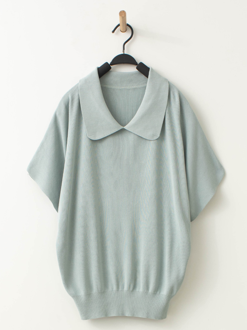 氣質領片針織短袖上衣