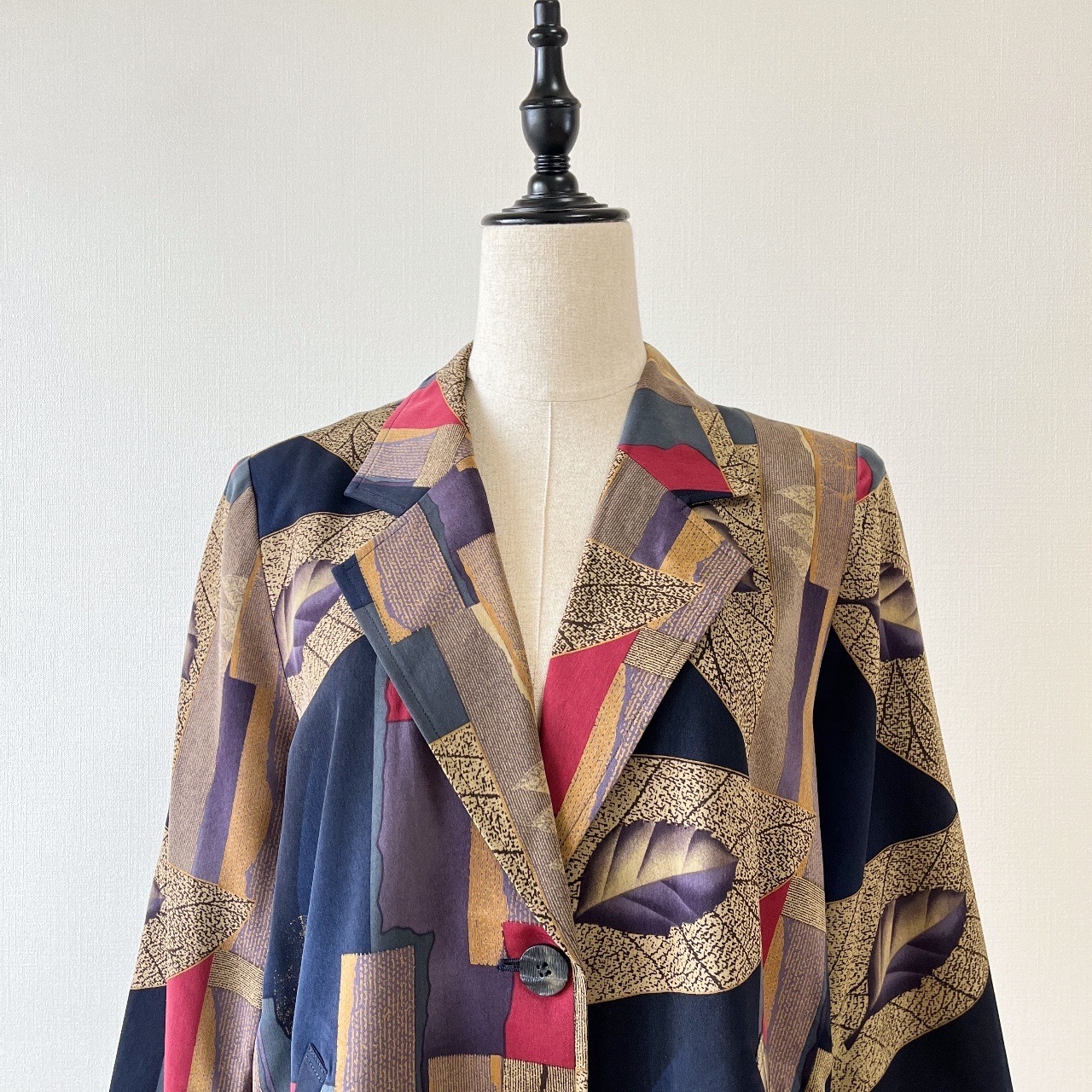 深藍色樹葉圖案薄外套