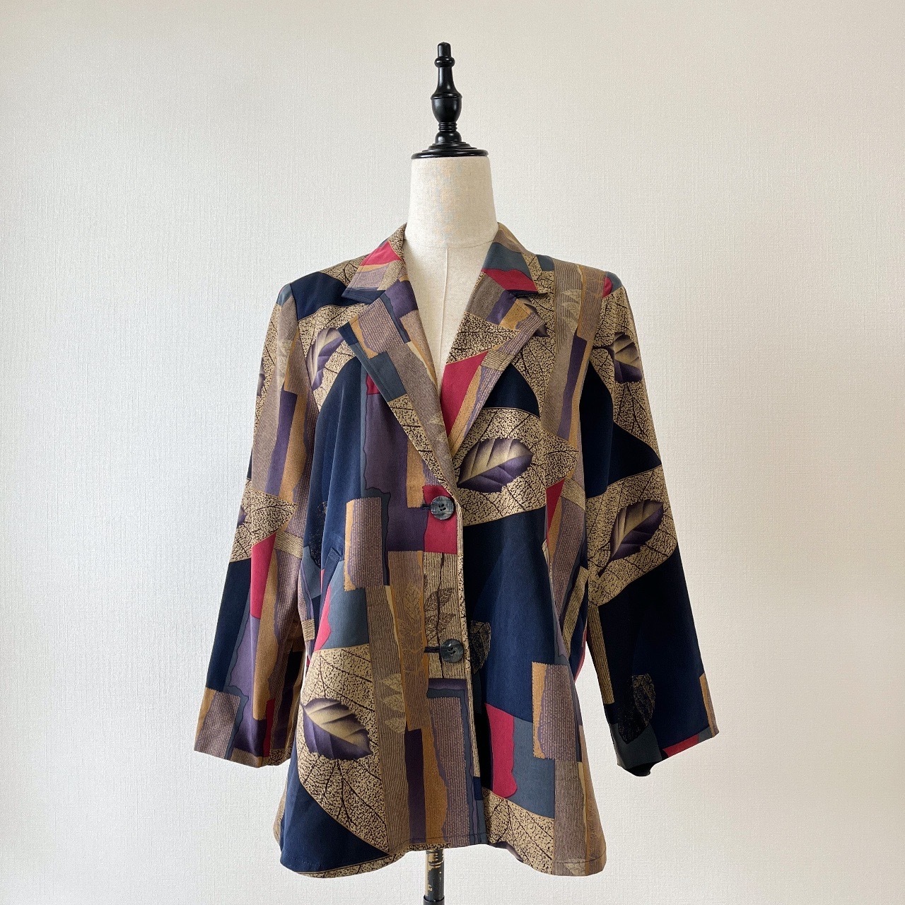 深藍色樹葉圖案薄外套