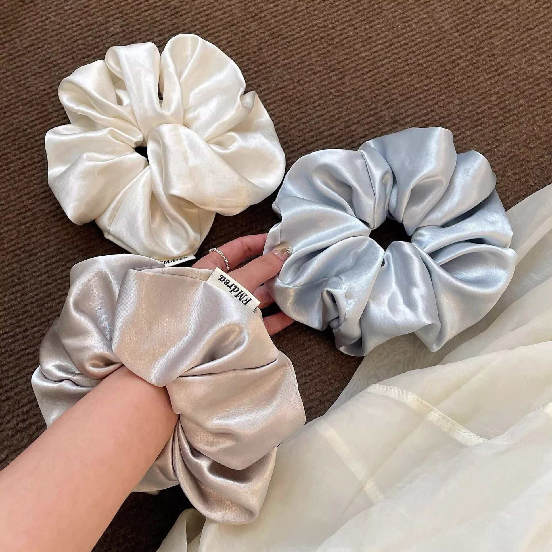 [3 FOR RM10] Cream Satin Scrunchies