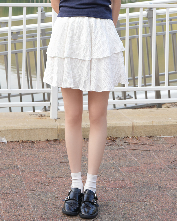 梨形身形合適！暗紋傘形短裙 · 2色入