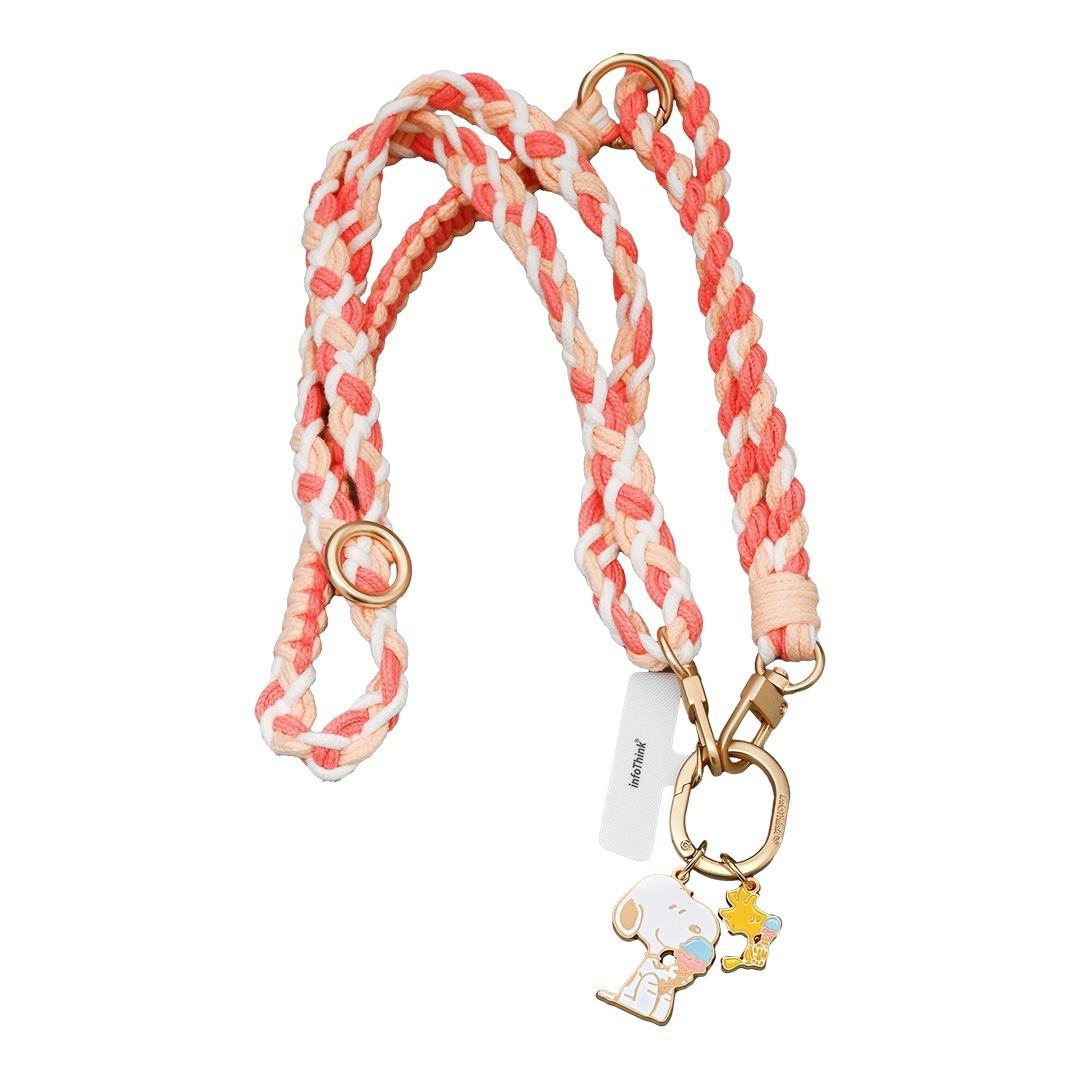 infoThink ｜史努比系列手機編織頸掛繩-冰淇淋【infoThink 官方授權經銷】