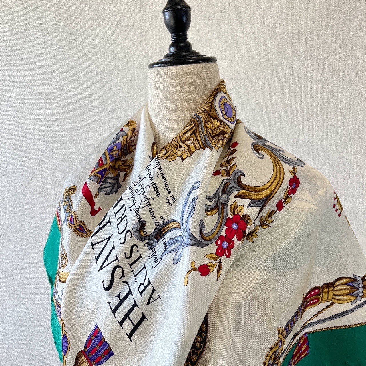 祖母綠色華麗宮廷風格絲巾