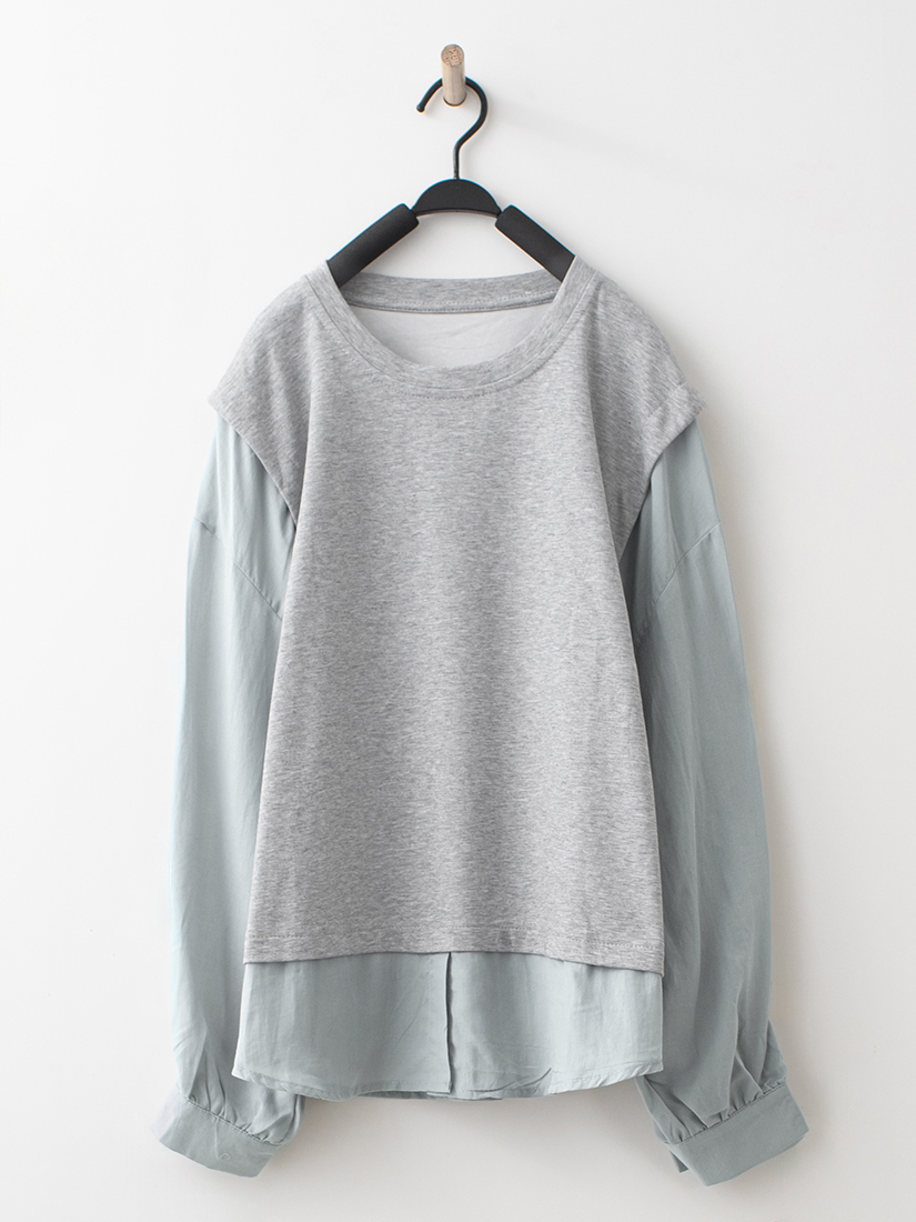 仿兩件式層次上衣鬆緊腰綁帶六分褲裙組合