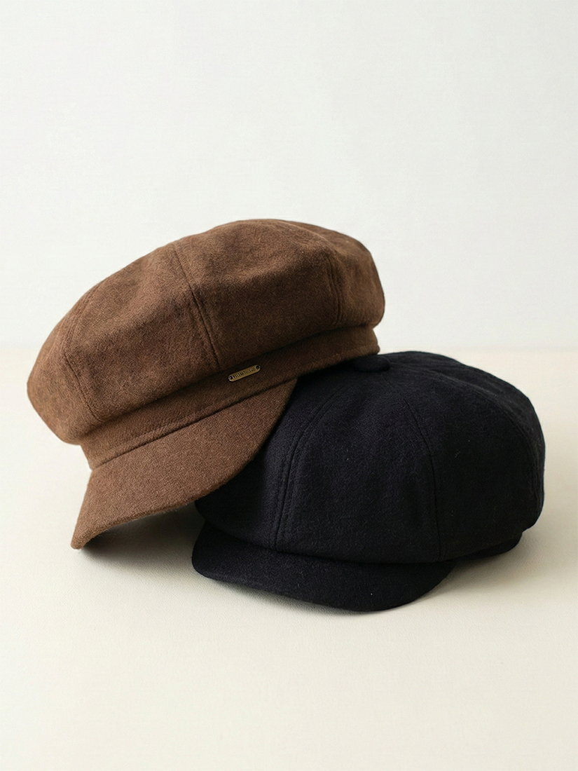 英倫暖意．復古素色毛呢報童帽