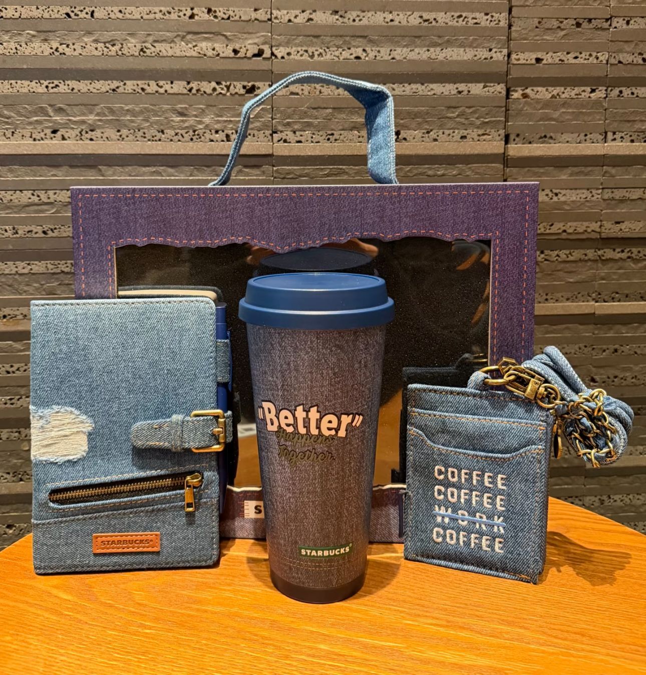 260312 Starbucks 中國限定2026丹寧藍不鏽鋼杯禮盒三件套
