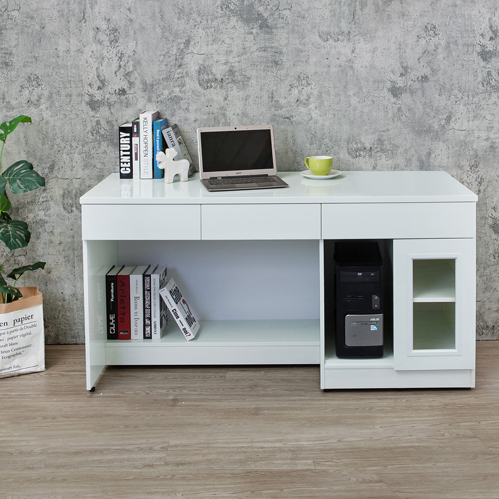 南亞塑鋼-5尺三抽一門二格電腦書桌